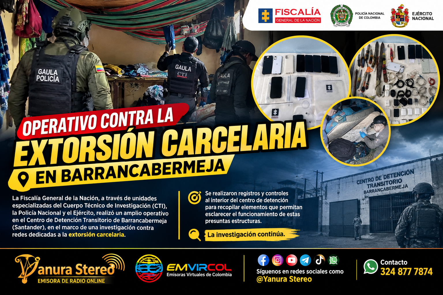OPERATIVO CONTRA LA EXTORSIÓN CARCELARIA EN BARRANCABERMEJA