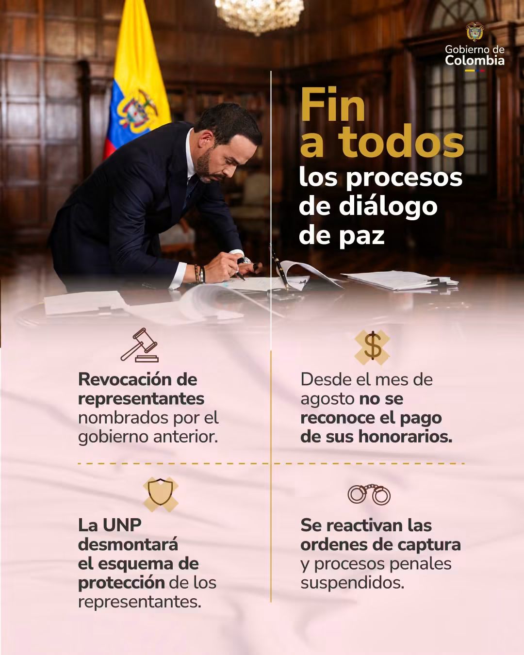 #Atención || Gobierno pone fin a diálogos con nueve estructuras armadas