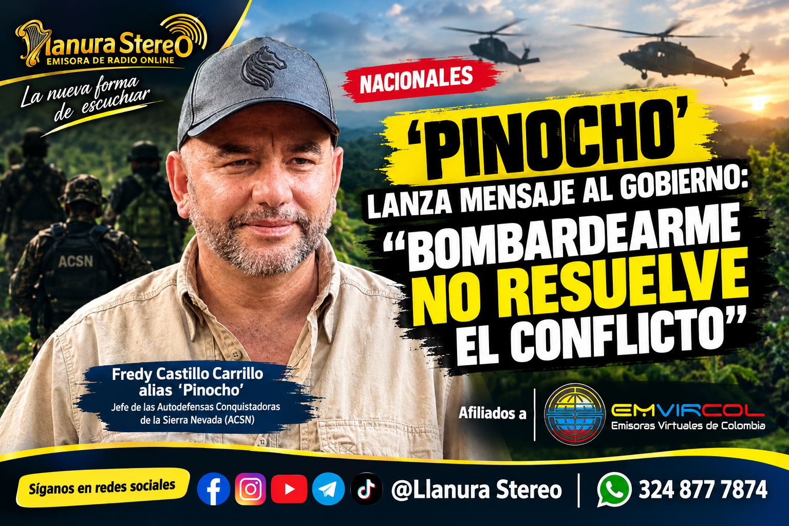 ‘PINOCHO’ LANZA MENSAJE AL GOBIERNO: “BOMBARDEARME NO RESUELVE EL CONFLICTO”